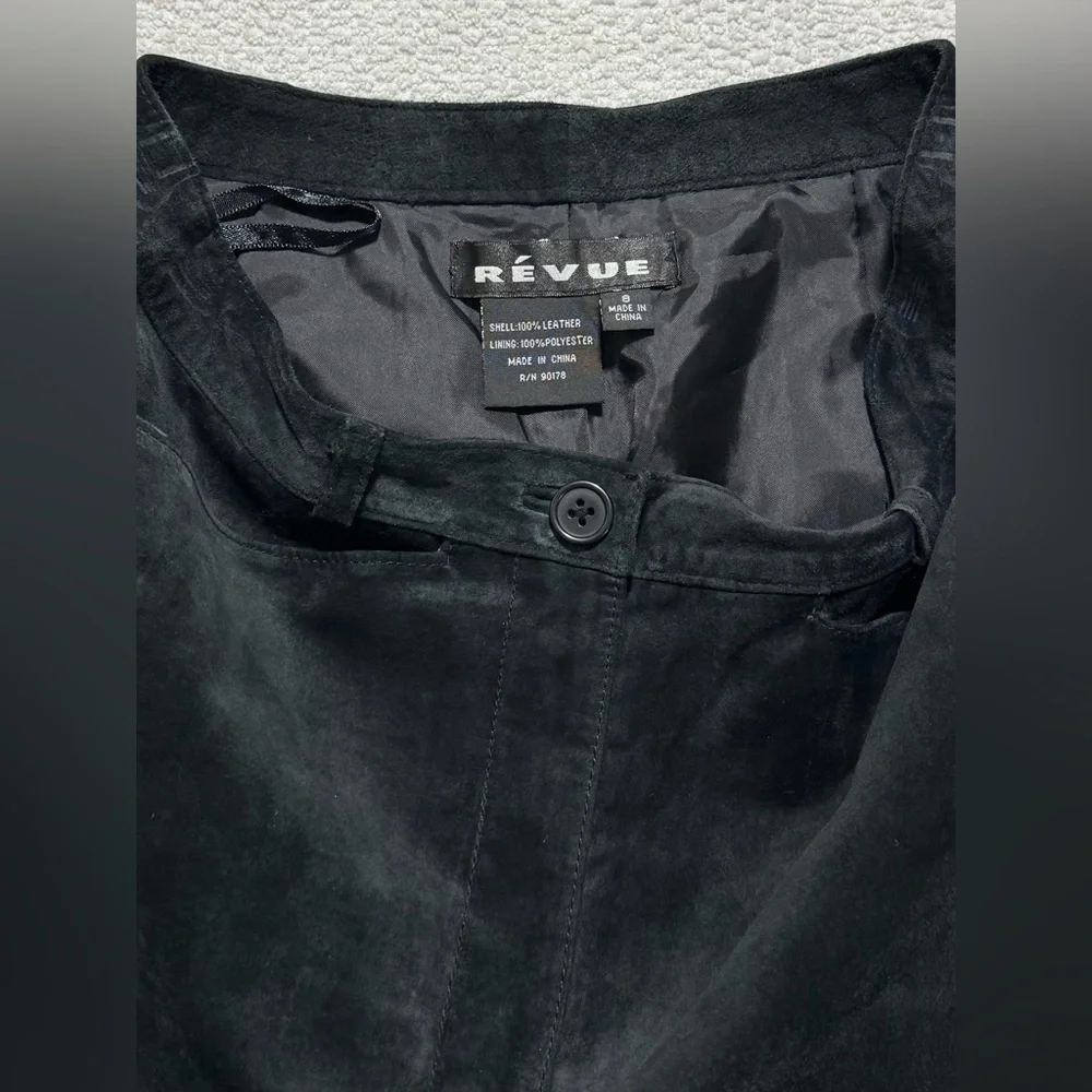 Revue Women Size 8 Black Suede Straight Leg High Rise Pants Lined